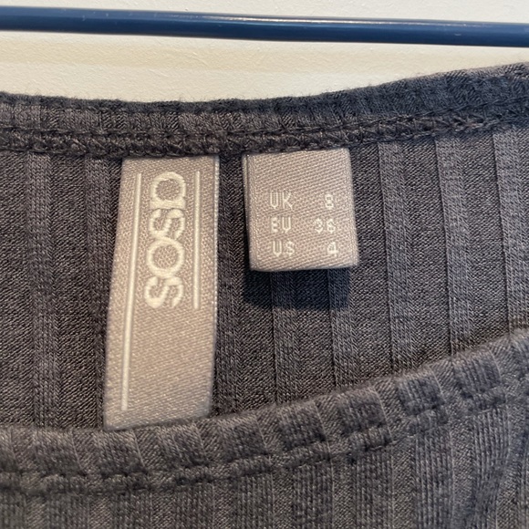 ASOS Ribbed Off Shoulder Top in Charcoal Grey - Picture 5 of 6